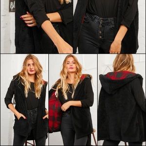 Women's BLACK  Fleece Hooded Vest